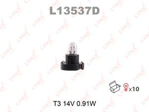 Лампа накаливания панели приборов LYNXauto L13537D T3 14V 0.91W